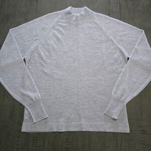 Vintage Men's Size L Gray SOFT Knit Sweater Raglan‎ Mock Neck Made in USA